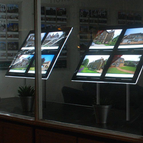4 x A3 Freestanding LED Window Display Stand | Bevel-Free White Light ...
